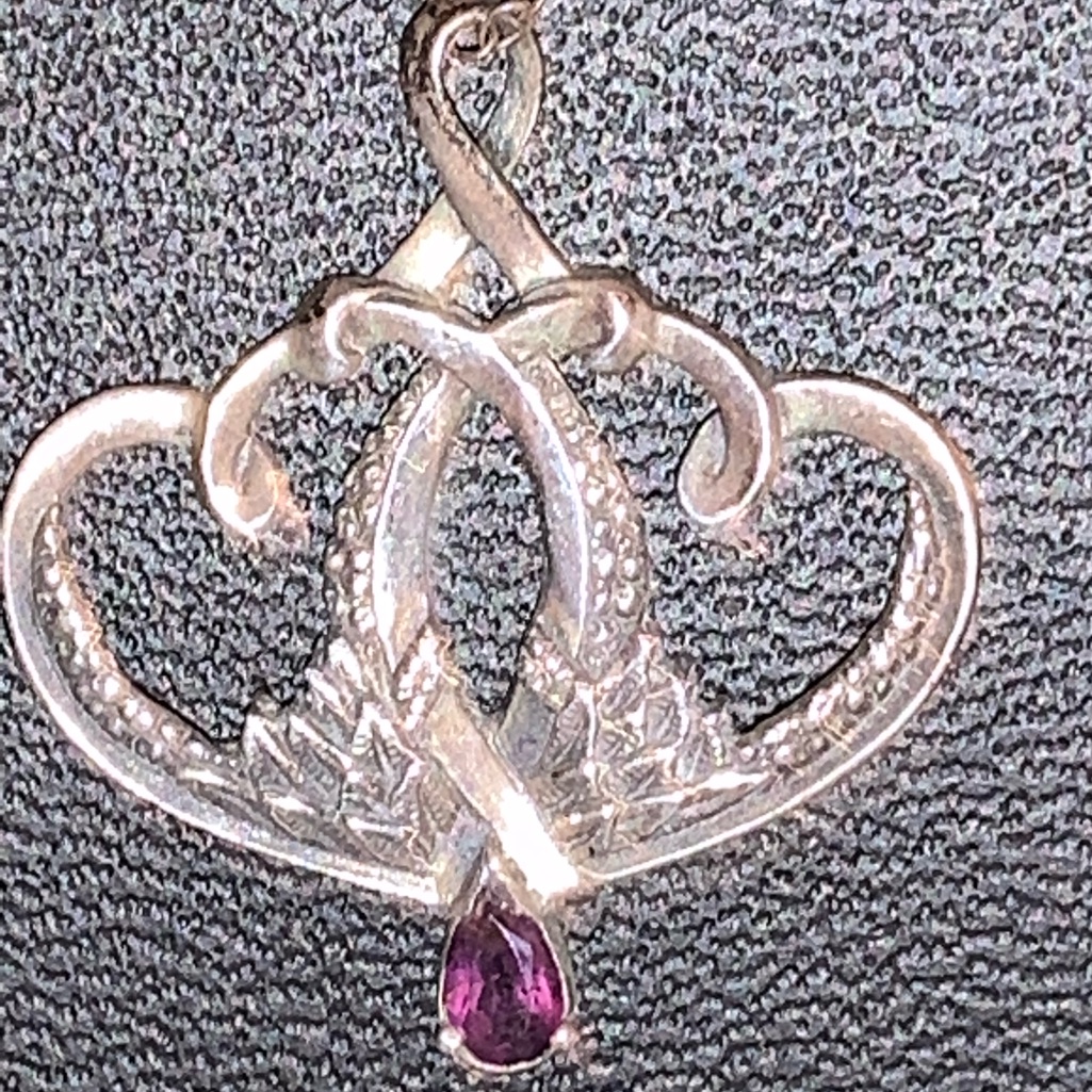 Vintage Franklin Mint Sterling Silver Amethyst Pendant And Chain
